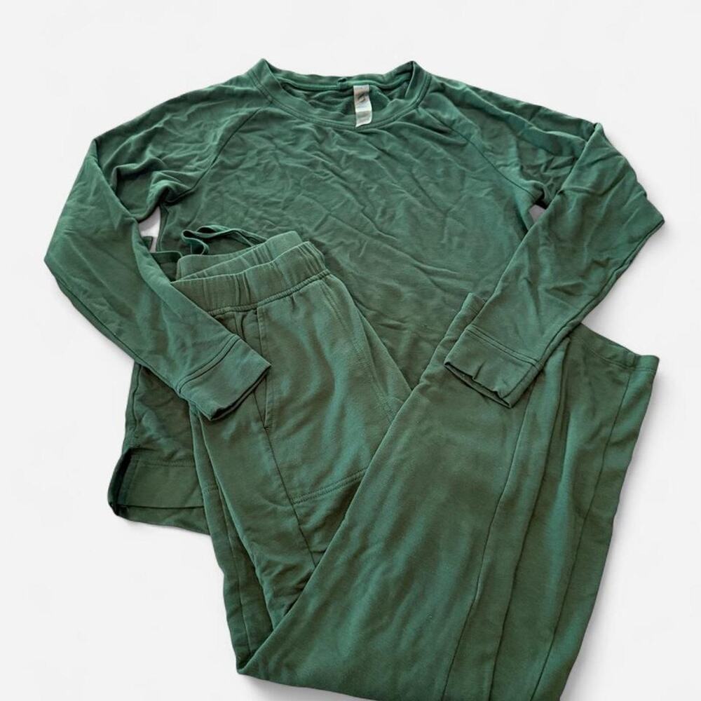 Lou & Grey Signaturesoft Green Sweatshirt & Jogger Matching Lounge Set Small